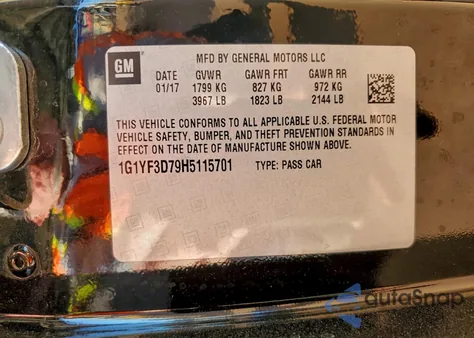 2017 Chevrolet Corvette Stingray 3Lt z USA, uszkodzony, nr VIN 1G1YF3D79H5115701